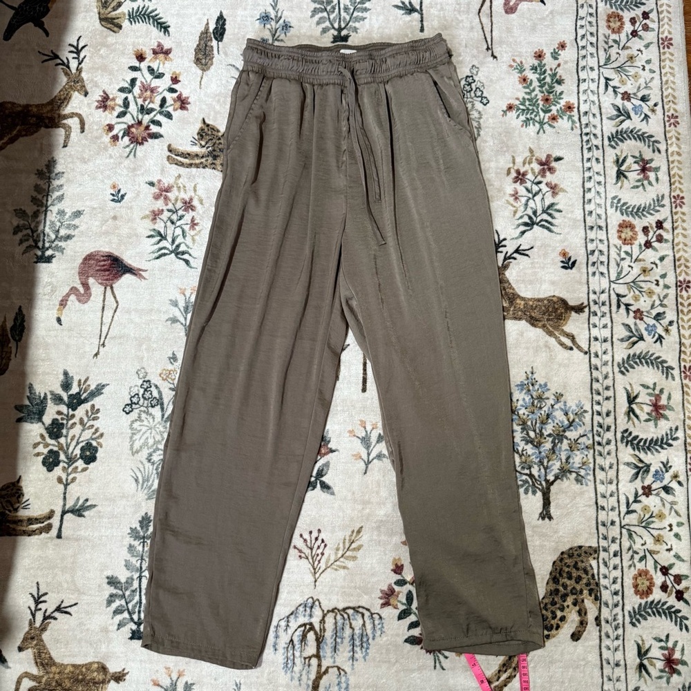 Melloday Olive Green Pants silky looking XL